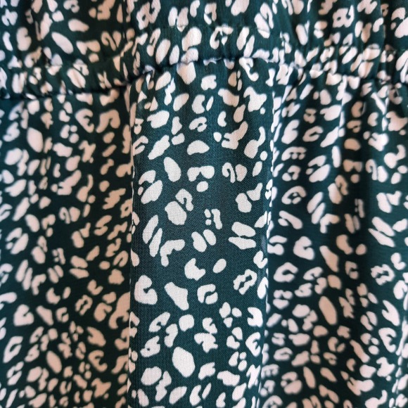 NEMIDOR WOMEN'S DRESS 24 LINED GREEN‎ WHITE BOHO FIT N FLARE SHORT BELL SLEEVE - Picture 3 of 8